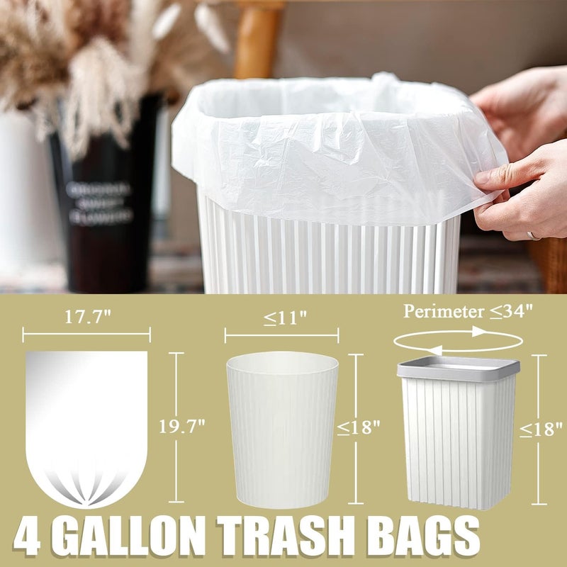 BENEVAL Small Trash Bags 4 Gallon - 100 Count 4 Gallon Trash Bag, Small Garbage Bags for Office Bedroom Bathroom Trash Bags, White 4 Gal Small Trash Can Liners - Image 3